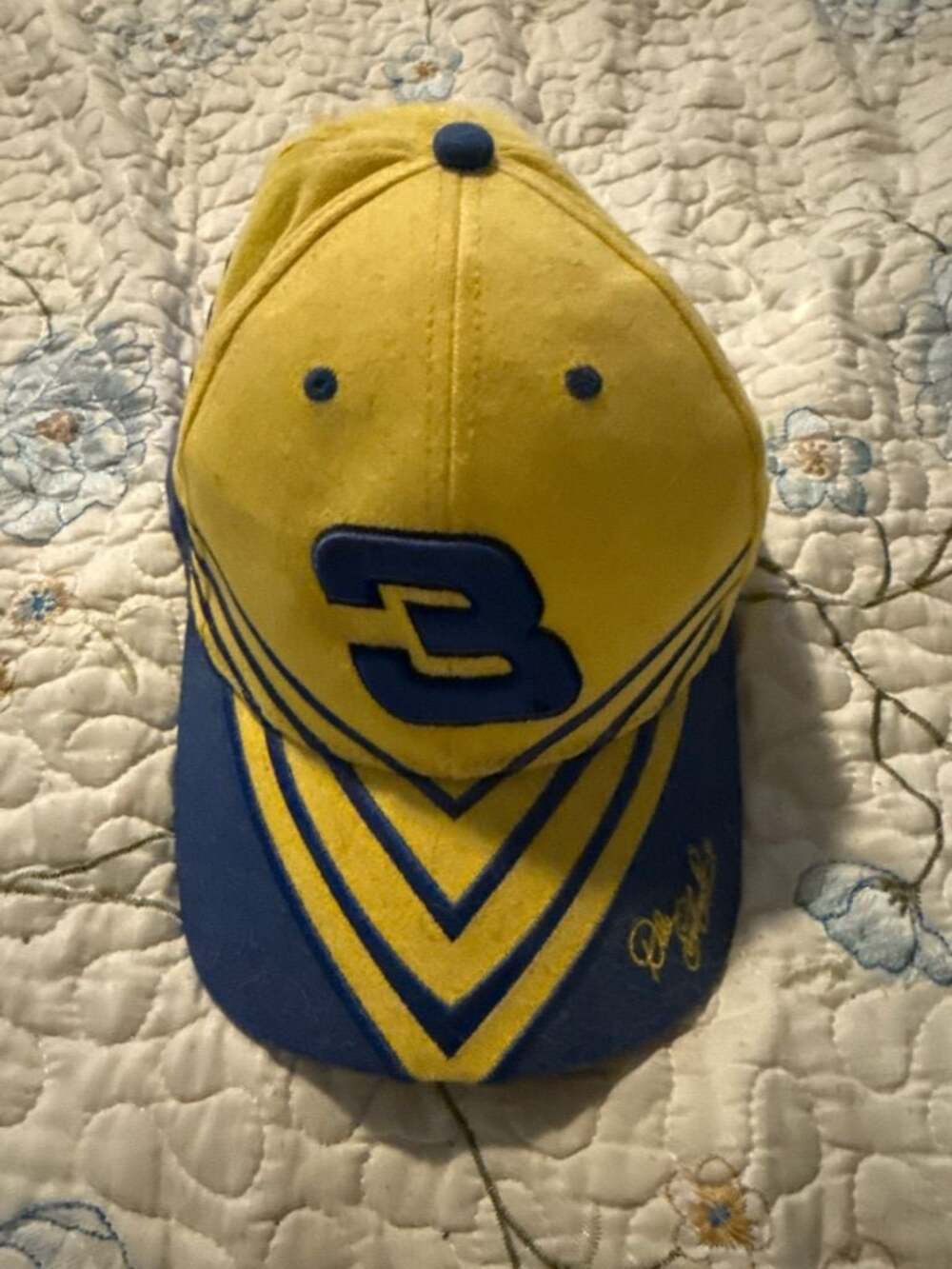 Vintage Dale Earnhardt #3 NASCAR Yellow and Blue Baseball Cap